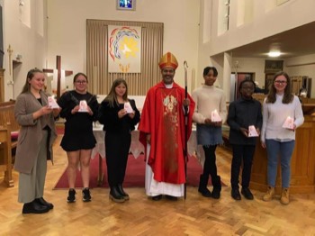  The newly Confirmed with Bishop John, Bishop of Bradwell 